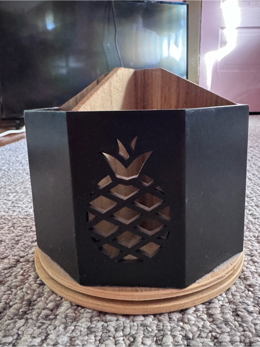 T.J.Maxx Black and Natural Pineapple Wooden Organizer
